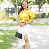 Cropped shirt and midi-skirt